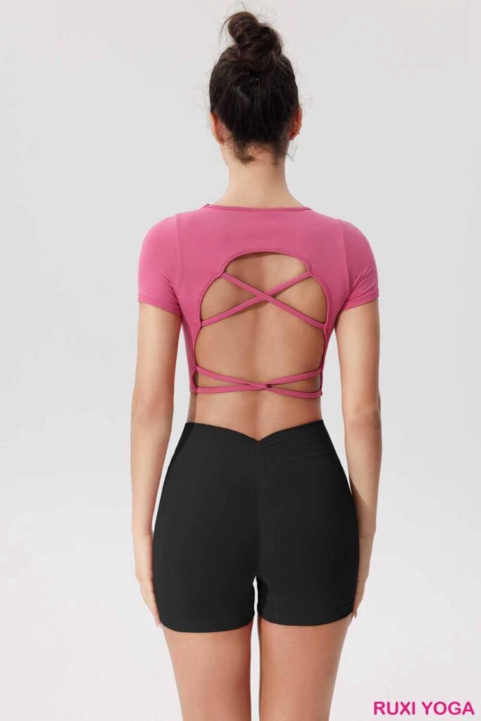 شورت يوغا نسائي بخصر مرتفع مع جيوب RUXI eg3968