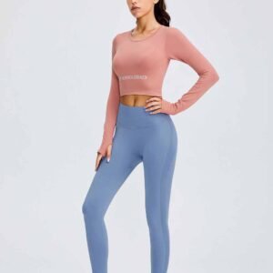 بنطال يوغا بخصر عالٍ باللون العنابي RUXI eg1012
